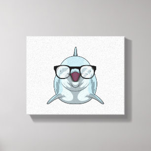 Lienzo Delfín como nerd con lentes