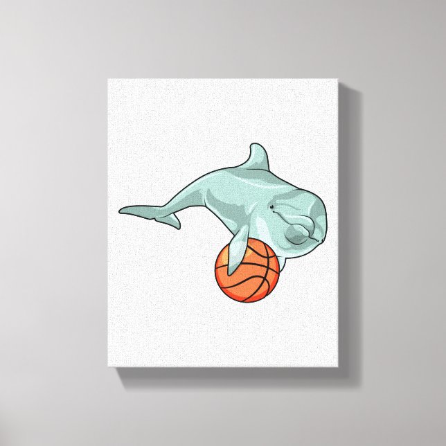 Lienzo Delfín con baloncesto (Anverso)