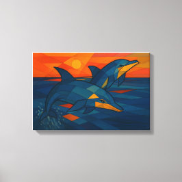 Lienzo Delfine im kubistischen Stil 