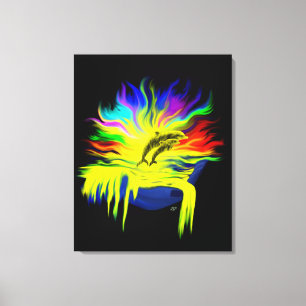 Lienzo Delfines al sol con mano