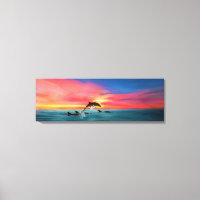Delfines Nadando California Beach Sunset Art