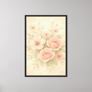 Lienzo Delicado Bouquet rosa rosa de color de agua
