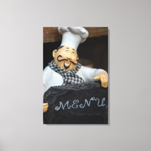 Lienzo Delicias culinarias a la espera: Chef con menú