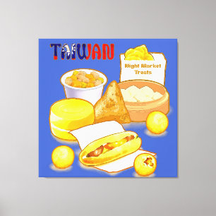 Lienzo Delicias del Mercado Nocturno de Taiwán - Bolas de