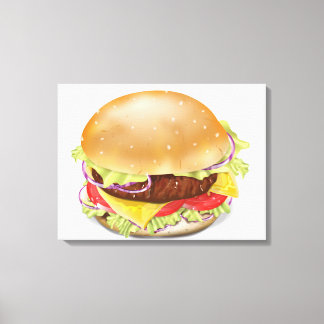 Lienzo Deliciosa hamburguesa o cheeseburger.