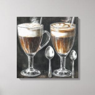 Lienzo Deliciosas Bebidas De Café En Mugs De Vidrio