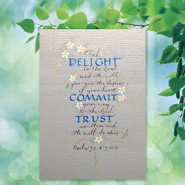 LIENZO DELIGHT, COMMIT, TRUST, PSALM 37 CALLIGRAPHY BLUES