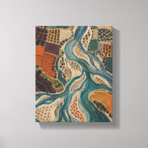 Lienzo Delta del río cosido   Abstracto textil moderno