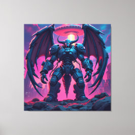 Lienzo Demon Roboter mit Flügel bei einem UFO