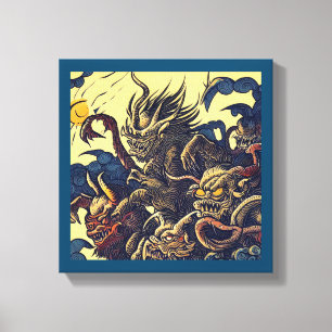 Lienzo Demonios de Fantasía - Grabado en madera 4