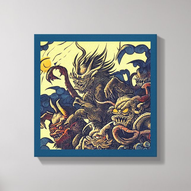 Lienzo Demonios de Fantasía - Grabado en madera 4 (Anverso)