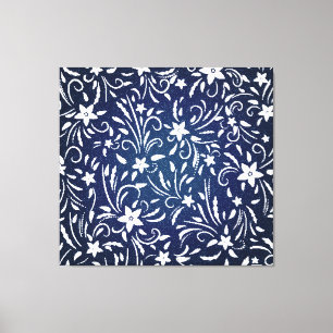 Lienzo Denim Blooms: Fondo del patrón floral