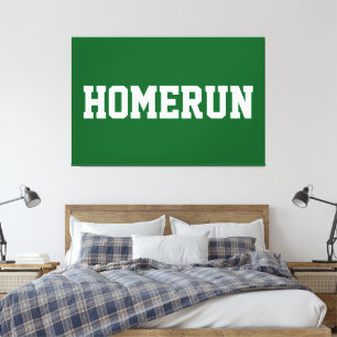 Lienzo Deporte atlético Texto HOMERUN blanco sobre verde 
