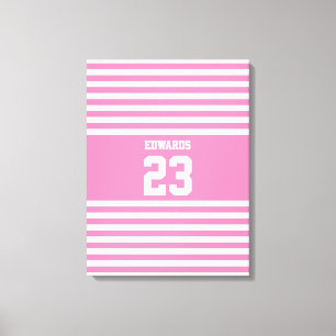 Lienzo Deportes a rayas personalizados numerados con nomb