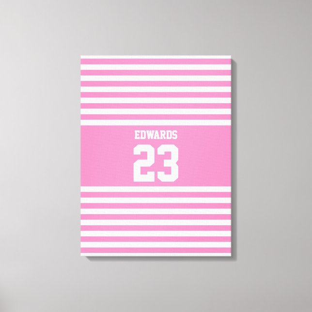 Lienzo Deportes a rayas personalizados numerados con nomb (Anverso)