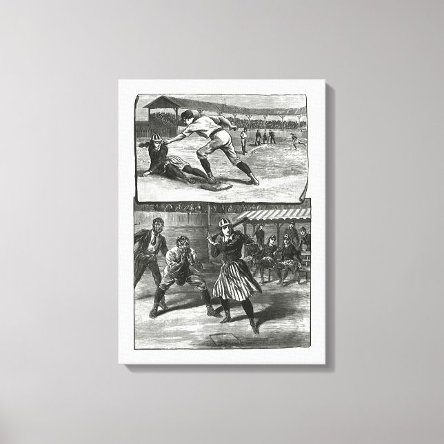 Lienzo Deportes de época, equipos de béisbol femenino vic (Anverso)