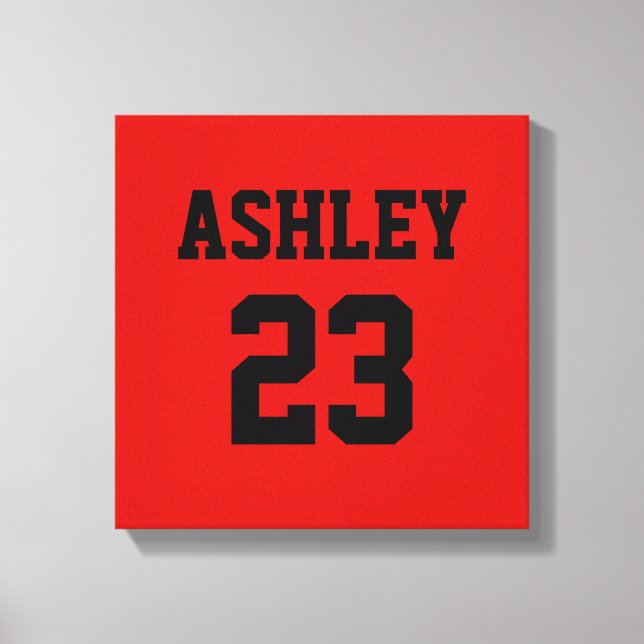 Lienzo Deportes Jersey Número y Nombre Rojo Personalizado (Anverso)