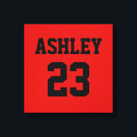Lienzo Deportes Jersey Número y Nombre Rojo Personalizado<br><div class="desc">Un número de camiseta y un nombre en negro sobre un fondo rojo. Tanto el nombre como el número se pueden personalizar en el cuadro de texto. El color del texto se puede cambiar en el menú de edición antes de la desprotección.</div>