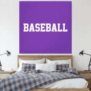 Lienzo Deportista Negrita Blanca Texto BÉISBOL Sobre Púrp
