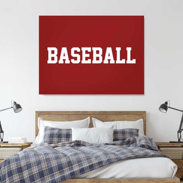 Lienzo Deportivo Atlético Texto BASEBALL Blanco Sobre Roj (Insitu(Dormitorio))