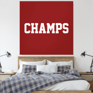 Lienzo Deportivo Deportivo CHAMPS Texto Blanco Sobre Rojo