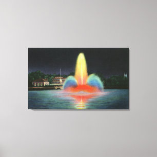 Lienzo Depósito de Highland Park iluminado en la noche