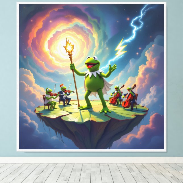 Lienzo Der Froschkönig dirigiert (Insitu (piso de madera))