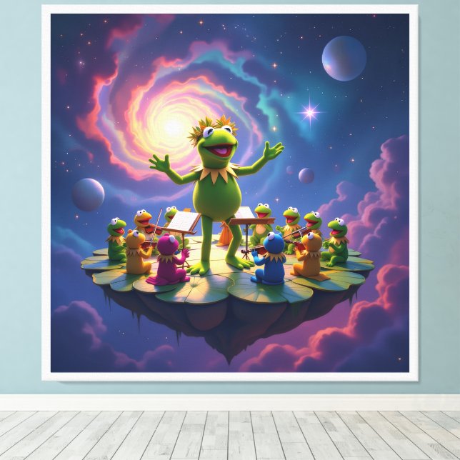 Lienzo Der Froschkönig dirigiert (Insitu (piso de madera))