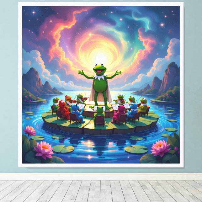 Lienzo Der Froschkönig dirigiert (Insitu (piso de madera))