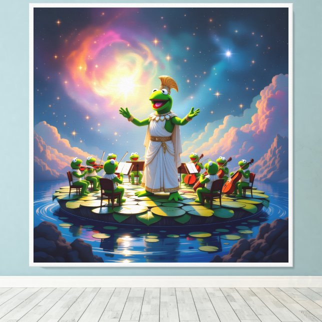 Lienzo Der Froschkönig dirigiert (Insitu (piso de madera))