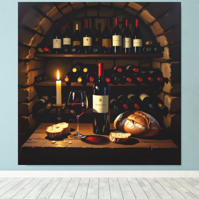 Lienzo „Der Zauber des Weins – Eleganz in jedem Tropfen“ (Insitu (piso de madera))