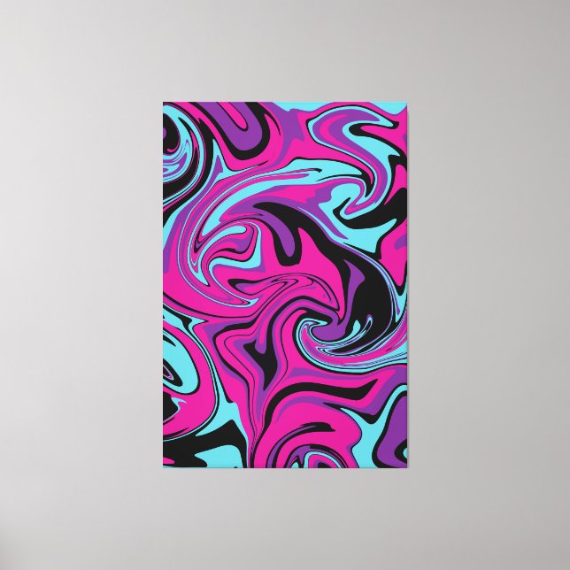 Lienzo Derrame - Cojín decorativo rosa, púrpura, azul y n (Anverso)