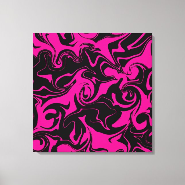 Lienzo Derrame - Magenta y negro (Anverso)