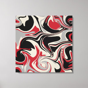 Lienzo Derrame - rojo, gris, negro y blanco óseo