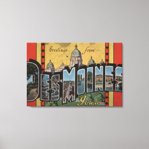Lienzo Des Moines, Iowa - Escenas de letras grandes