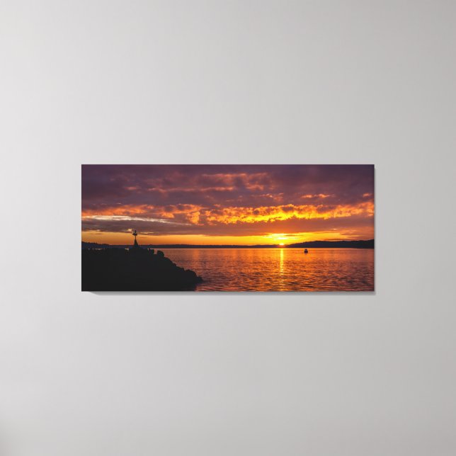 Lienzo Des Moines Marina sunset (Anverso)