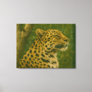 Lienzo Descanso del leopardo en el entorno de los santuar