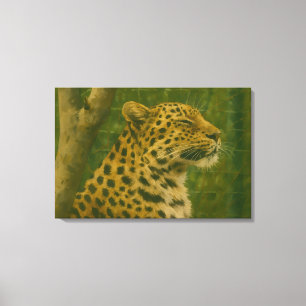 Lienzo Descanso del leopardo en el entorno de los santuar