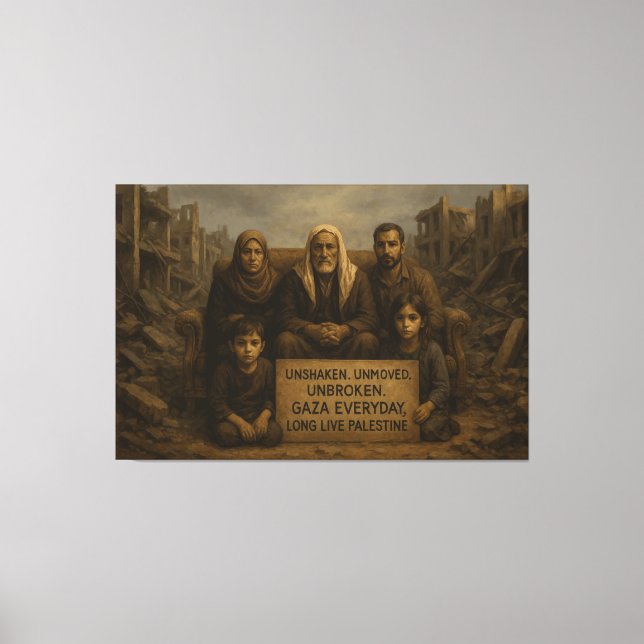 Lienzo Desconmovido. Sin moverse. Ininterrumpido. — Gaza  (Anverso)