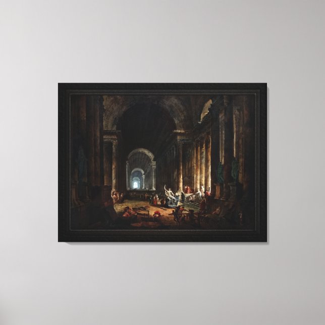 Lienzo Descubrimiento de Laocoon por Hubert Robert (Anverso)