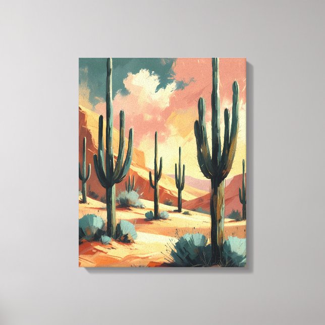 Lienzo Desert Cactus Under Sunlight – Abstract Canvas Art (Anverso)