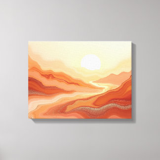 Lienzo Desert Mirage – Warm Earth Fluid 16"x12" Abstract 