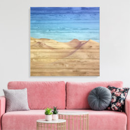 Lienzo Desert Sand Dunes Beautiful Blue Sky On Wood Grain