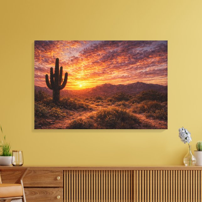 Lienzo Desert Twilight: The Majestic Saguaro (Insitu (Sala de estar))