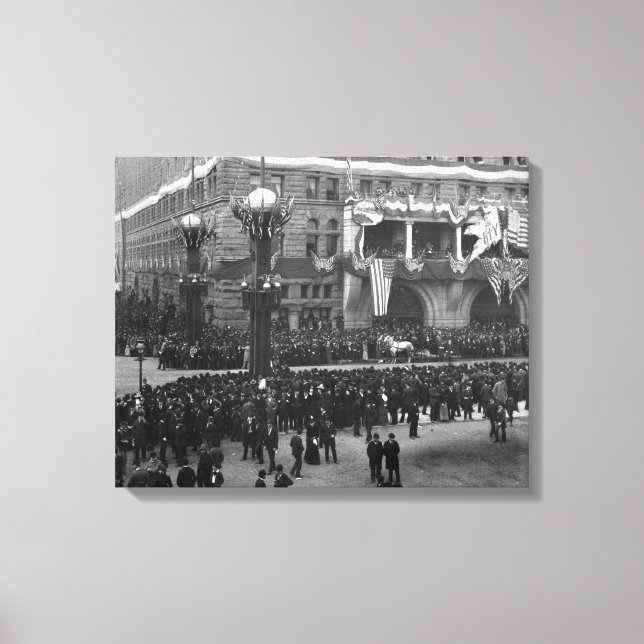 Lienzo Desfile colombiano en la orilla del lago de Chicag (Anverso)