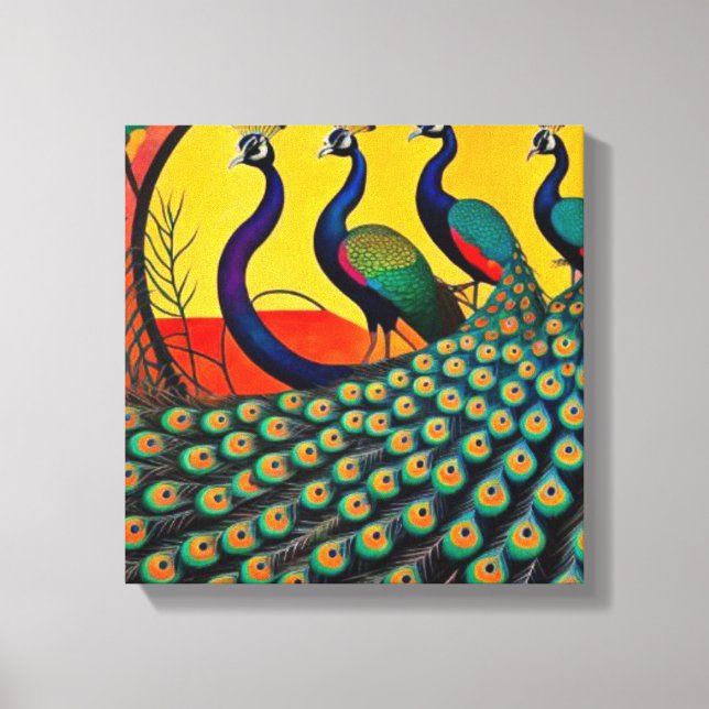 Lienzo Desfile de los pavos reales (Anverso)