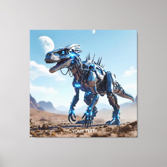 Lienzo Desierto de dinosaurios de Cyborg (Anverso)