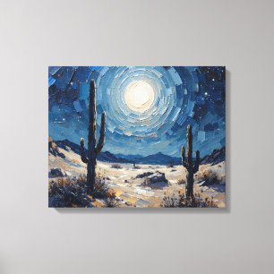 Lienzo Desierto iluminado lunar Premium Wraped Canvas Wal