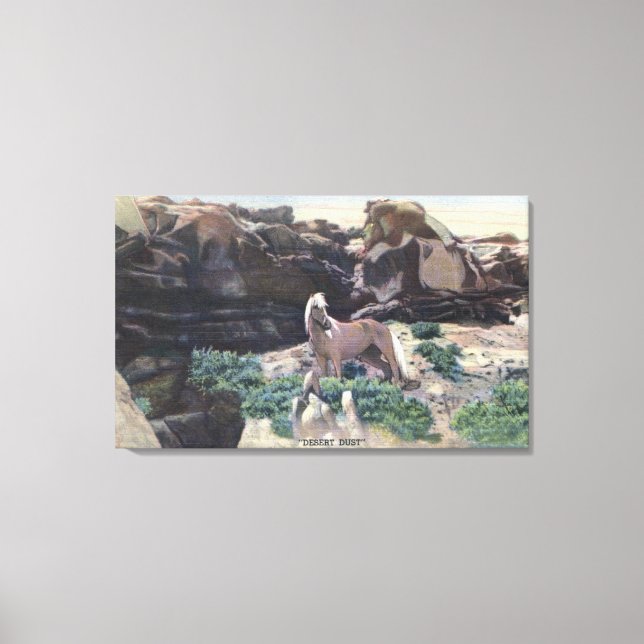 Lienzo Desierto Rojo, WY - Stallion Palomino salvaje capt (Anverso)