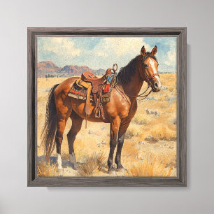 Lienzo Desierto rústico de caballos del Suroeste